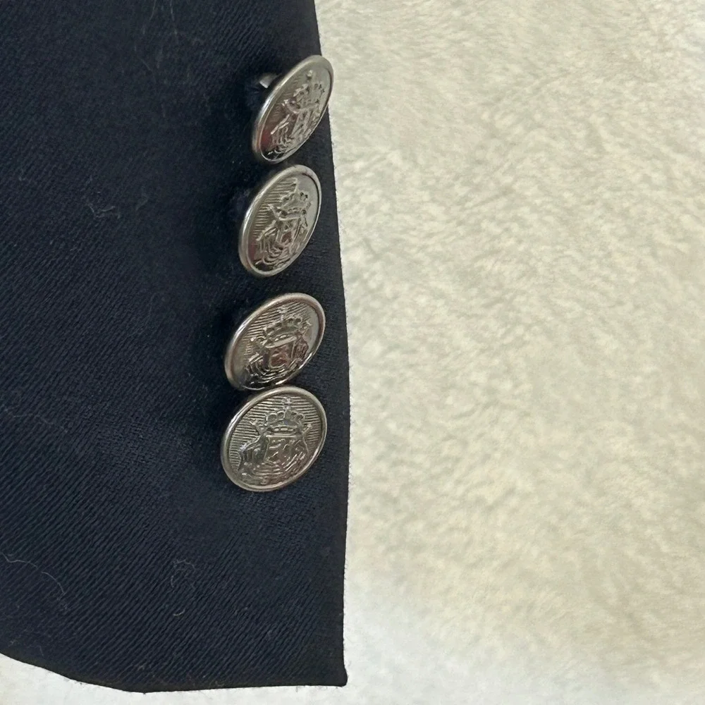Michael Michael Kors Mens Black Wool Blend Sport Coat Blazer 46L Two Button Long